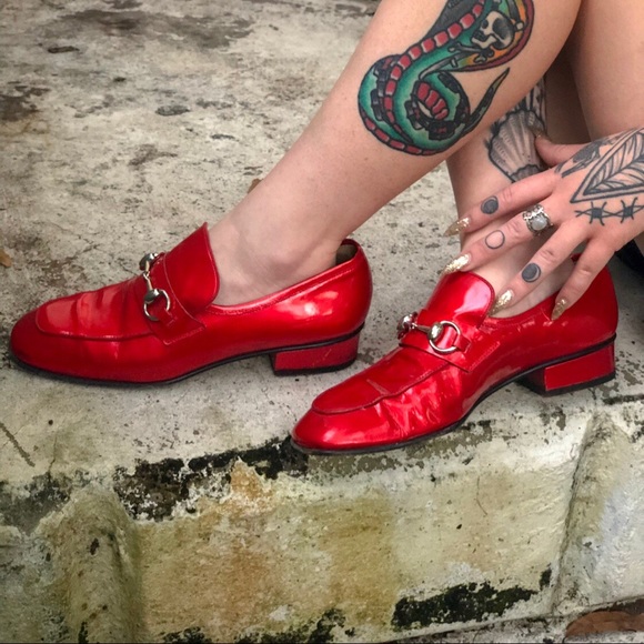 Gucci Loafers in Candy Apply Red w/ silver buckle - Picture 2 of 4